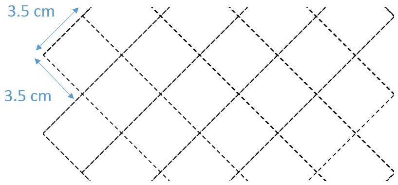 3.5 x 3.5 cm Diagonal Kare